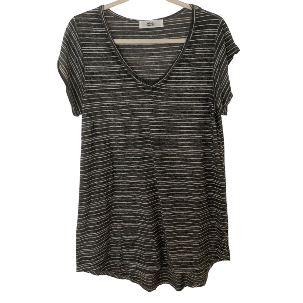 Able Made in USA Medium Striped Long Cotton Blend T-Shirt